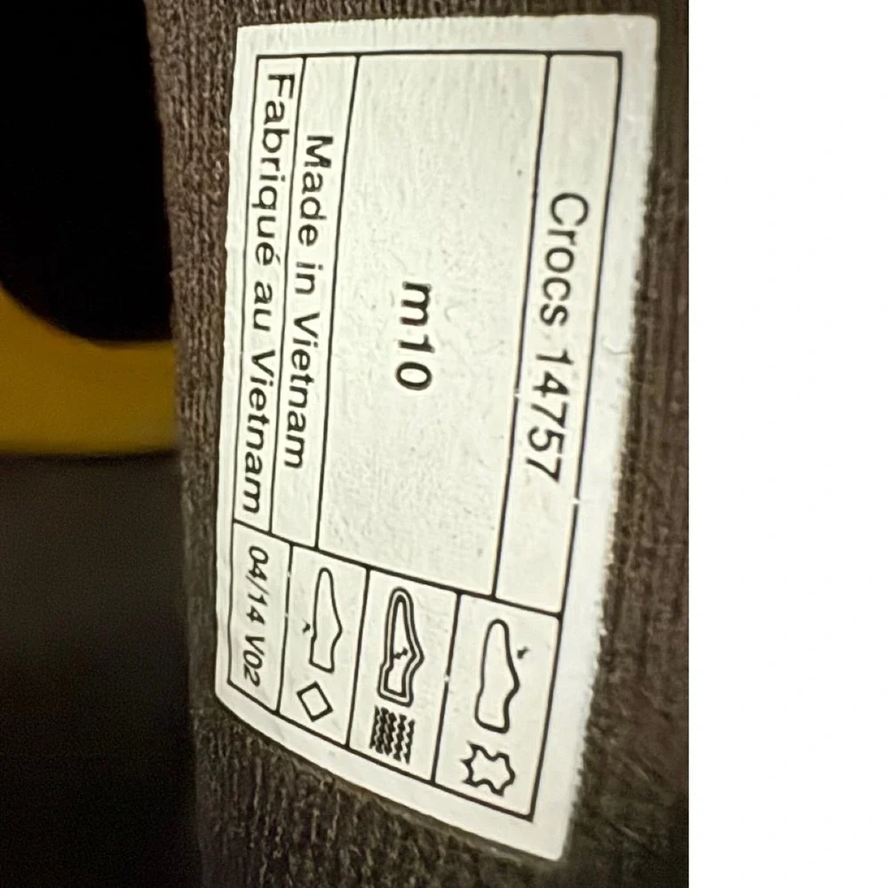 Crocs Mens Suede Slip On Loafers Dark Brown Yellow Casual Comfort Shoes